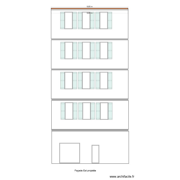 Fa&ccedil;ade Est projet&eacute;e 2. Plan de 0 pièce et 0 m2