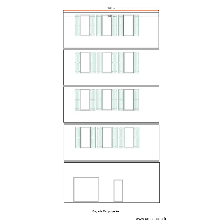 Fa&ccedil;ade Est projet&eacute;e 2. Plan de 