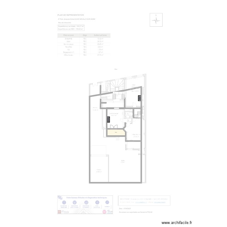 Dulud RDC. Plan de 1 pièce et 8 m2