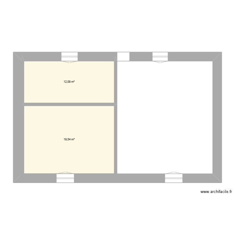 Les Jacquelots. Plan de 2 pièces et 32 m2