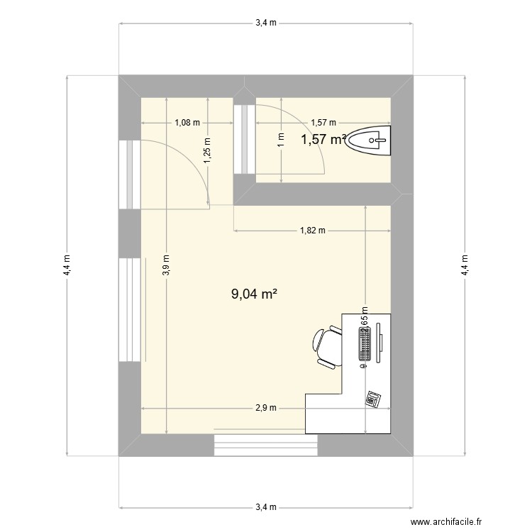 MyHome - PALAWAN. Plan de 2 pièces et 11 m2