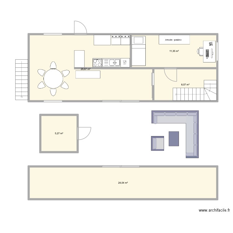 Conteneurs 1. Plan de 5 pièces et 78 m2