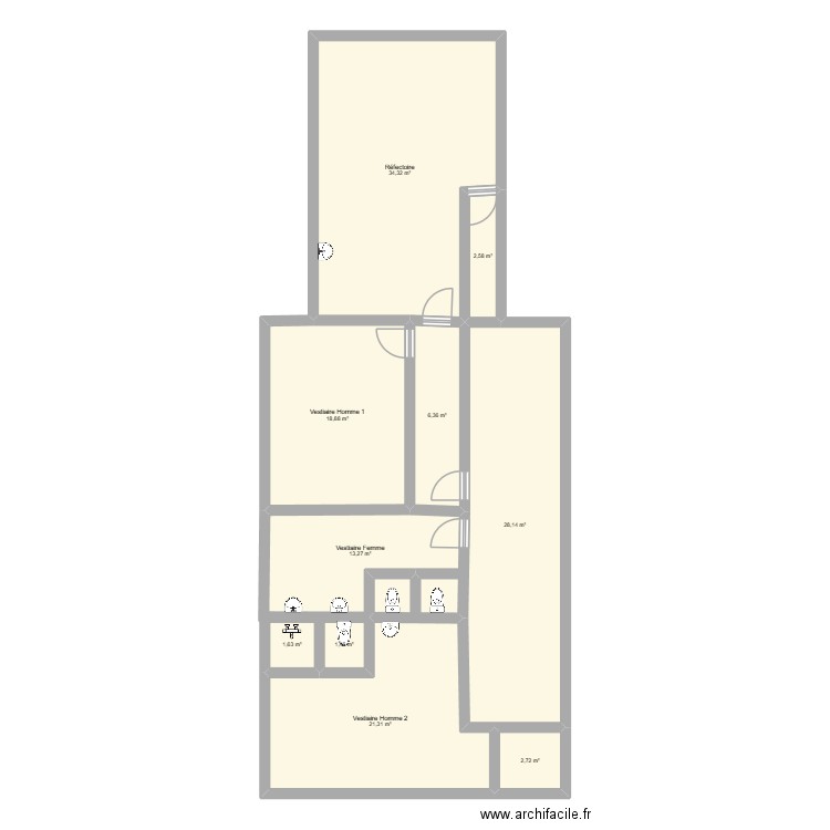 ETAGE TVE SANS PRISES_PROMETEL. Plan de 10 pièces et 131 m2
