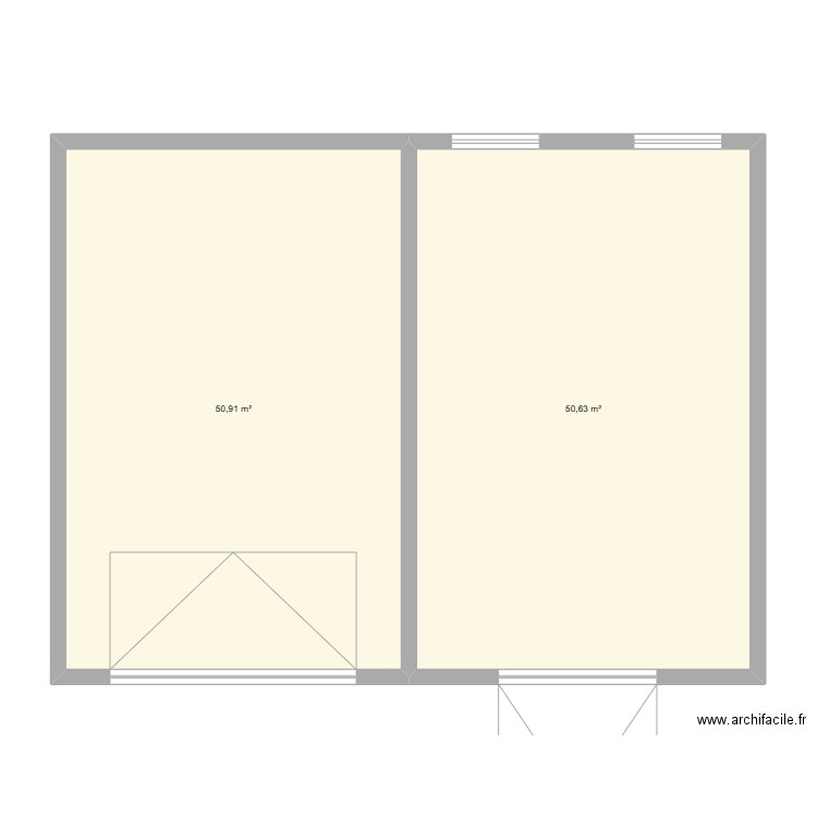 plan existant. Plan de 2 pièces et 102 m2