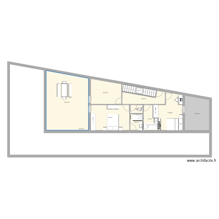 breteuil 1er étage. Plan de 11 pièces et 189 m2