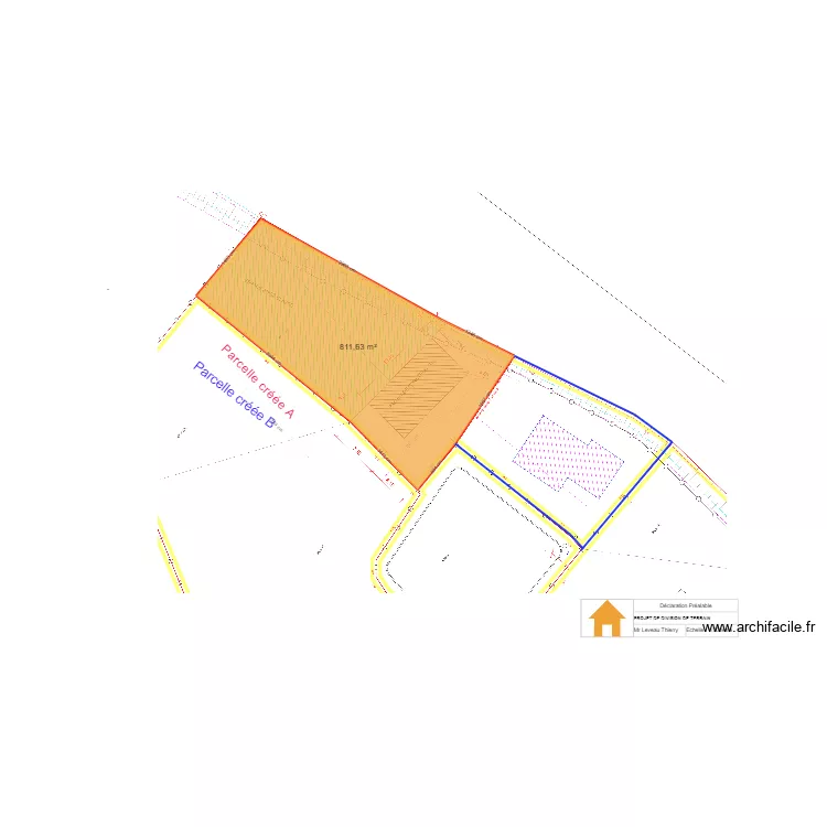D&eacute;claration pr&eacute;alable division de parcelle. Plan de 