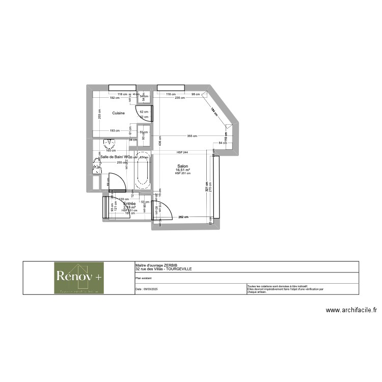 Plan existant ZERBIB 09.03. Plan de 6 pièces et 20 m2