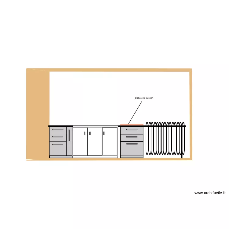 Face cuisine. Plan de 1 et 9 m² Face cuisine. Plan de 1 et 9 m²