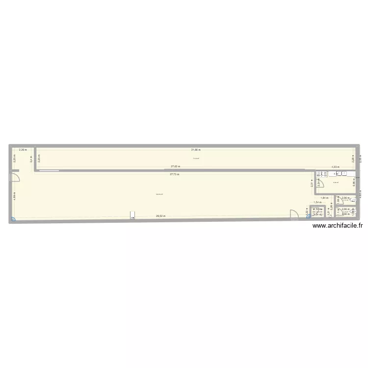 quille. Plan de 7  et 236 m²