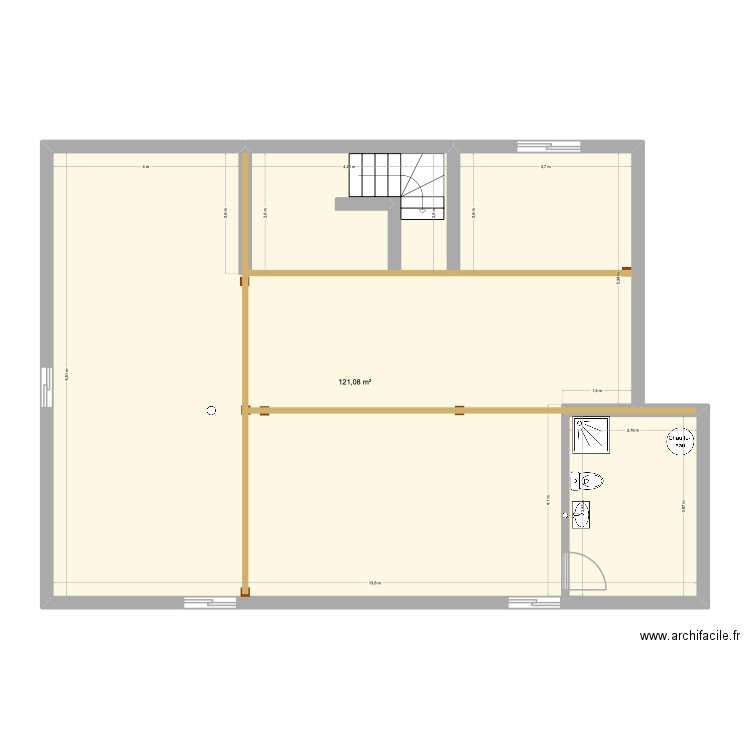 Sous-sol Dunham - Option 1. Plan de 1 pièce et 121 m2