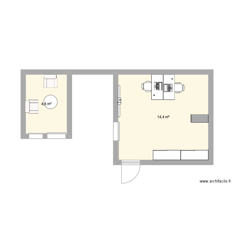 bir projet tef. Plan de 2 pièces et 19 m2