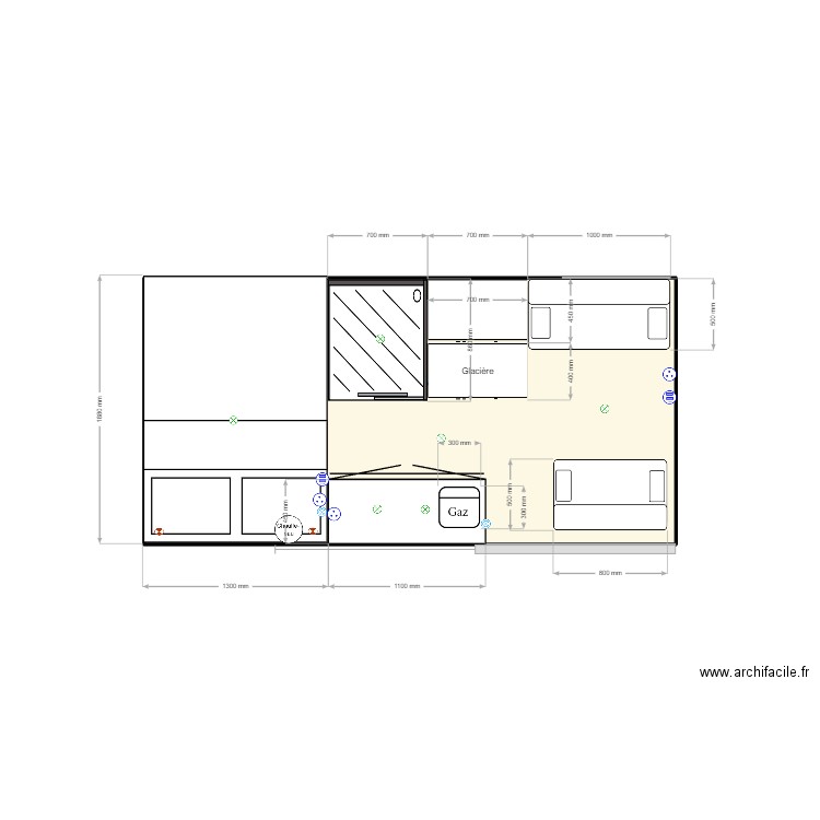 Jumper L3H2 - Plan électricité. Plan de 1 pièce et 7 m2