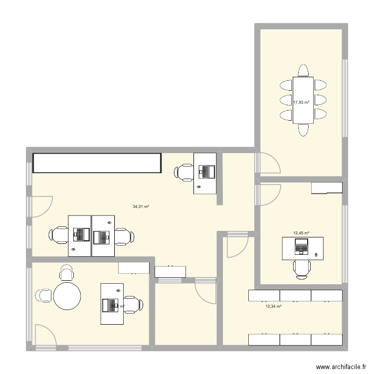 bureau 7103. Plan de 5 pièces et 97 m2