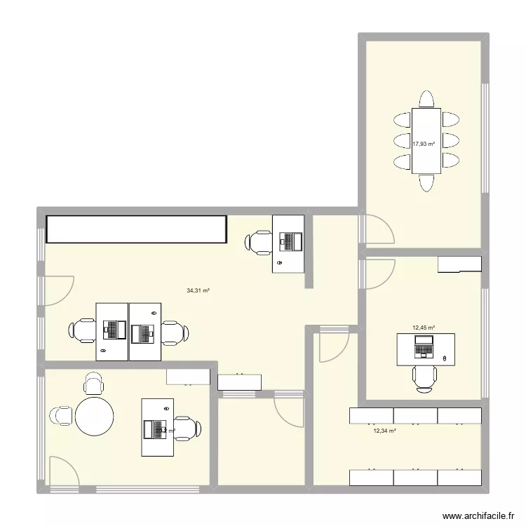 bureau 7103. Plan de 5 pièces et 97 m²