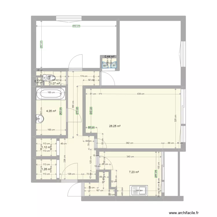 Pont-Audemer-Apprt Camille-1-4-2026. Plan de 8  et 42 m²
