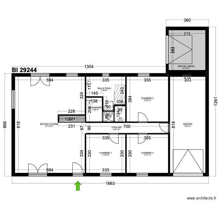 BI 29244. Plan de 11 pièces et 128 m2