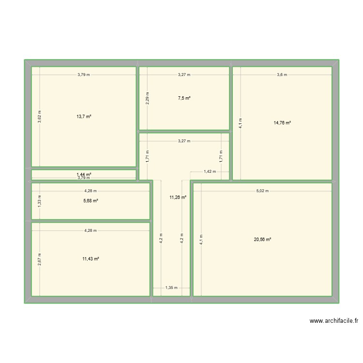 Plan Original. Plan de 8 pièces et 86 m2