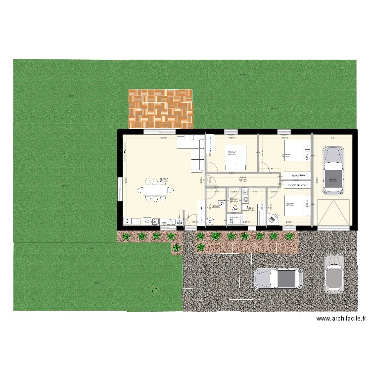 PRIMAVERA BEARN 100 M2 02. Plan de 9 pièces et 118 m2