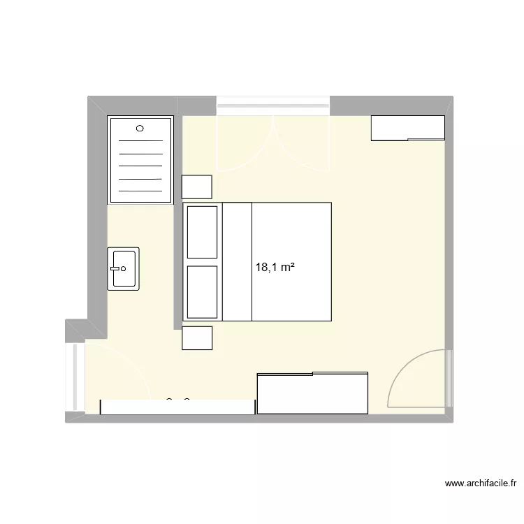 Chambre V3. Plan de 1 et 18 m² Chambre V3. Plan de 1 et 18 m²