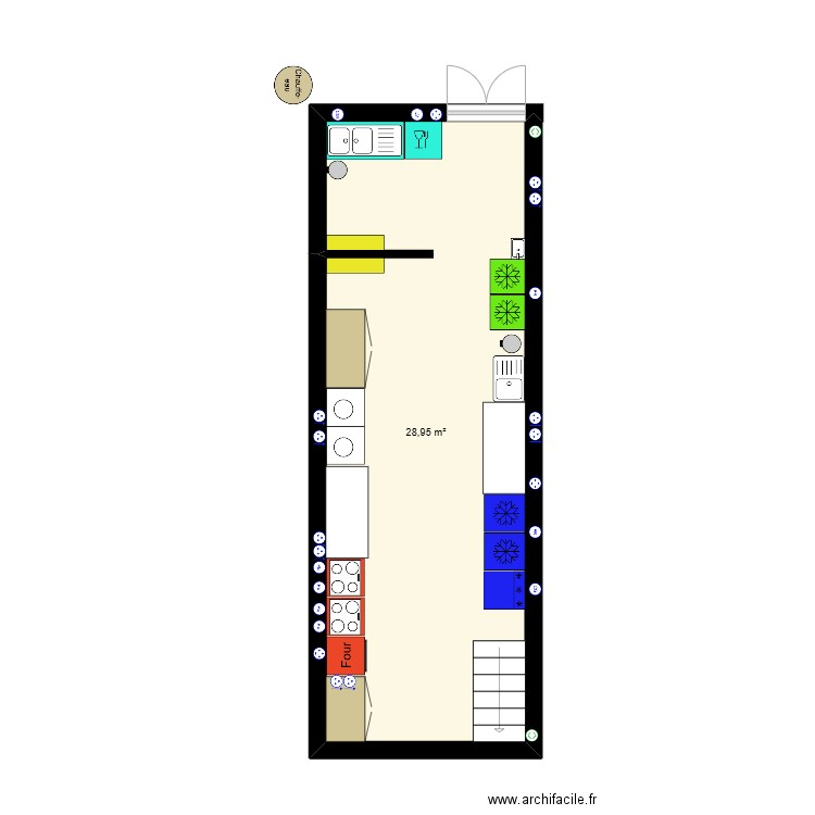 laboratoire rempart saint Thiebault . Plan de 1 pièce et 29 m2