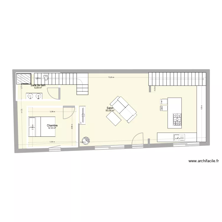 MAISON. Plan de 3  et 81 m²