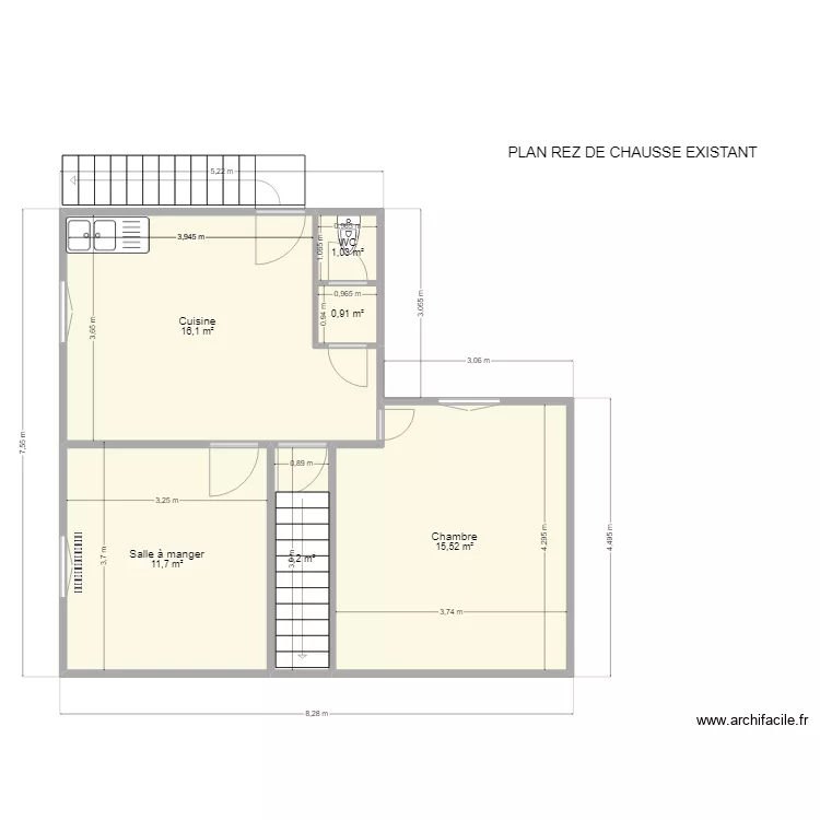 PLAN  REZ DE CHAUSSEE. Plan de 