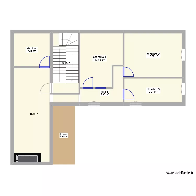 appartement 1er etages. Plan de 7 Pièces et 86 m²