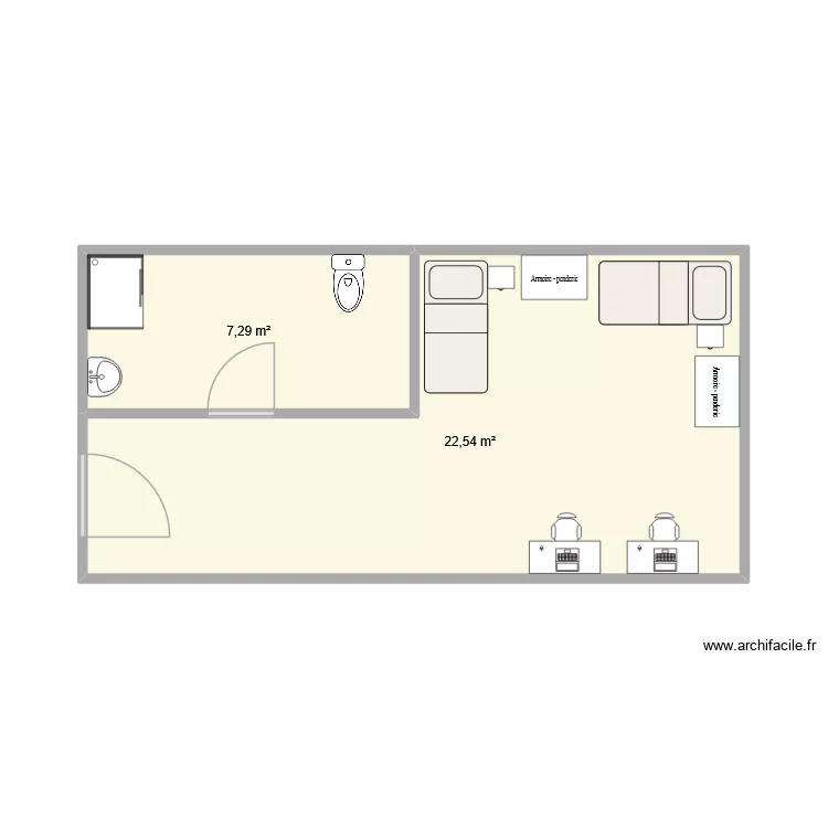 Chambre 2. Plan de 2 Pièces et 30 m² Chambre 2. Plan de 2 Pièces et 30 m²