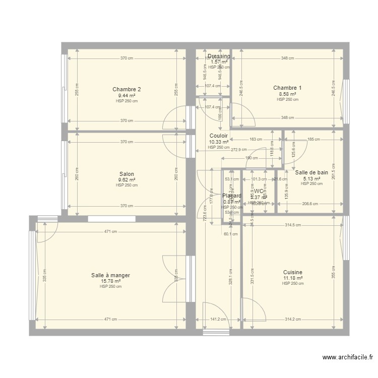 ACR GRATTELOUBE. Plan de 10 pièces et 74 m2