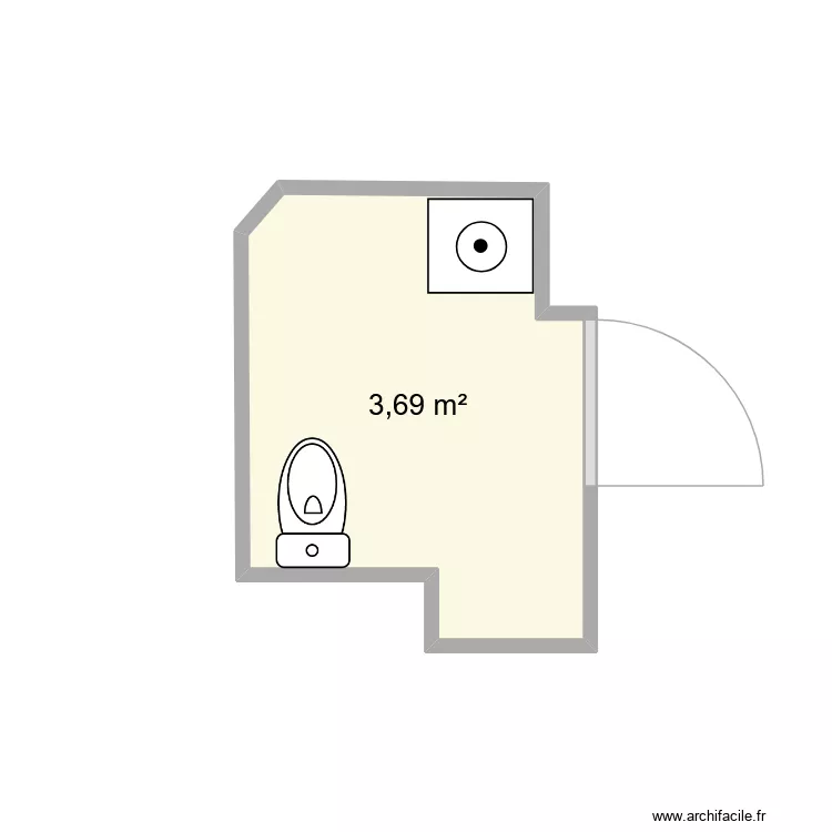 Plan WC vierge. Plan de 1  et 4 m²
