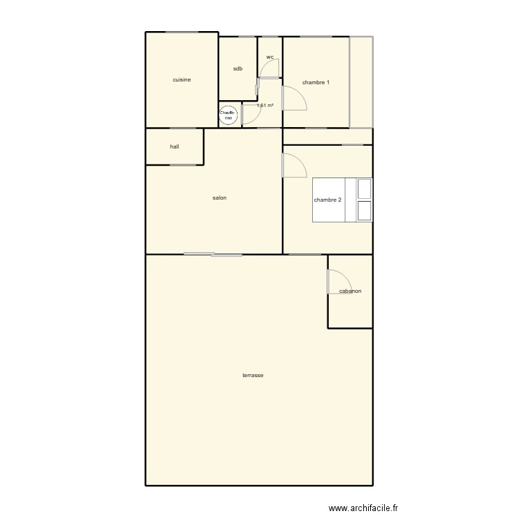 appart test. Plan de 13 pièces et 99 m2