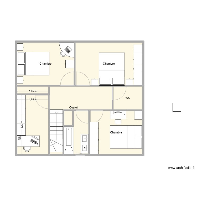 ORCHIDEES ETAGE. Plan de 9 pièces et 51 m2