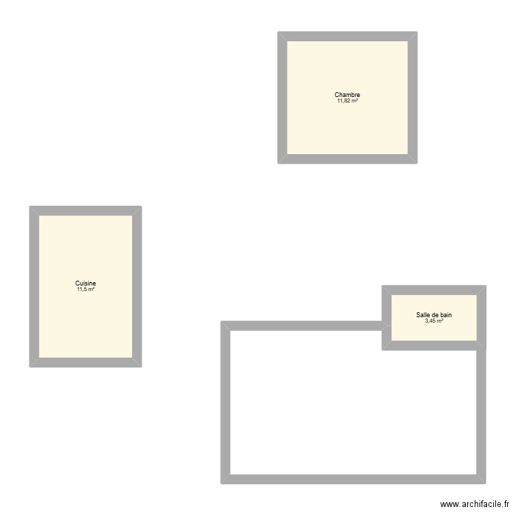 15all. Plan de 3 pièces et 27 m2