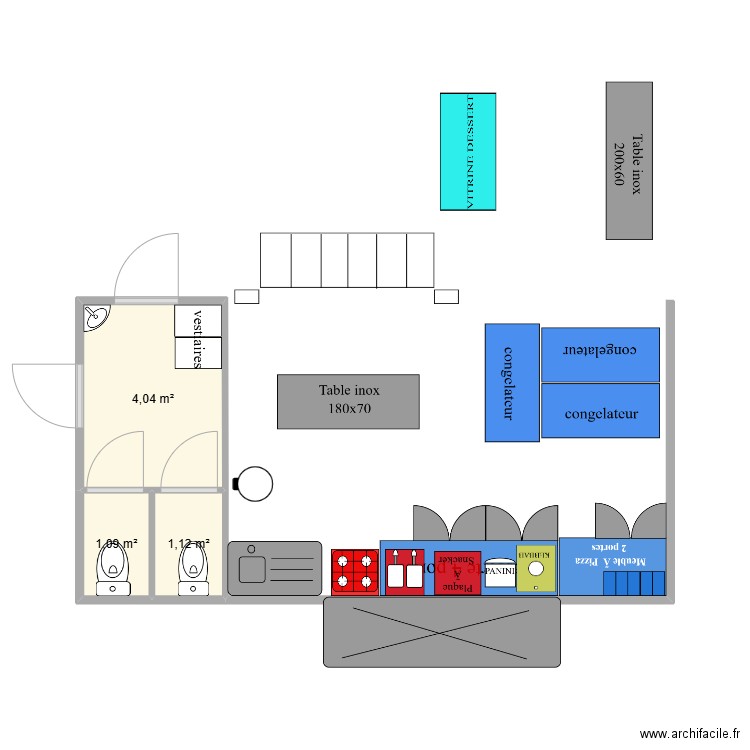nahabe. Plan de 3 pièces et 6 m2