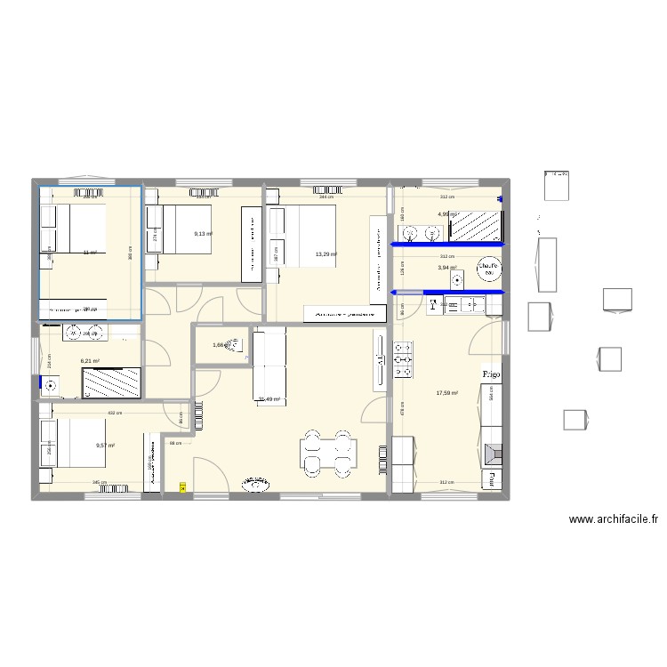 futur disposition + meuble v2. Plan de 0 pièce et 0 m2