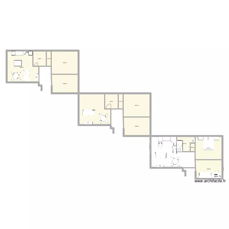 T2;. Plan de 14  et 132 m²