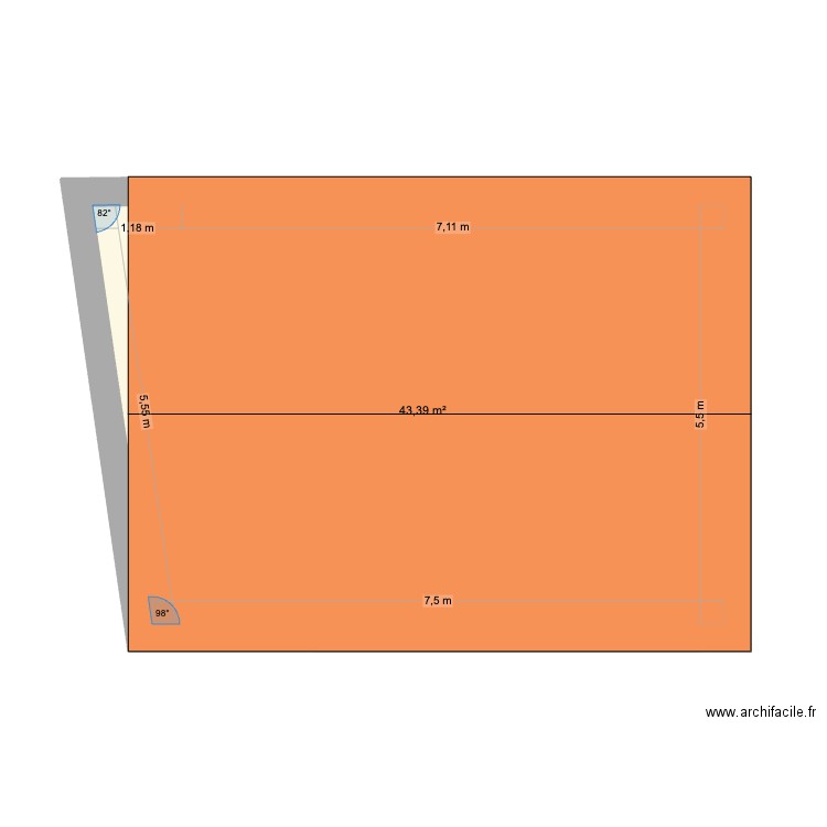 Garage. Plan de 1 pièce et 43 m2