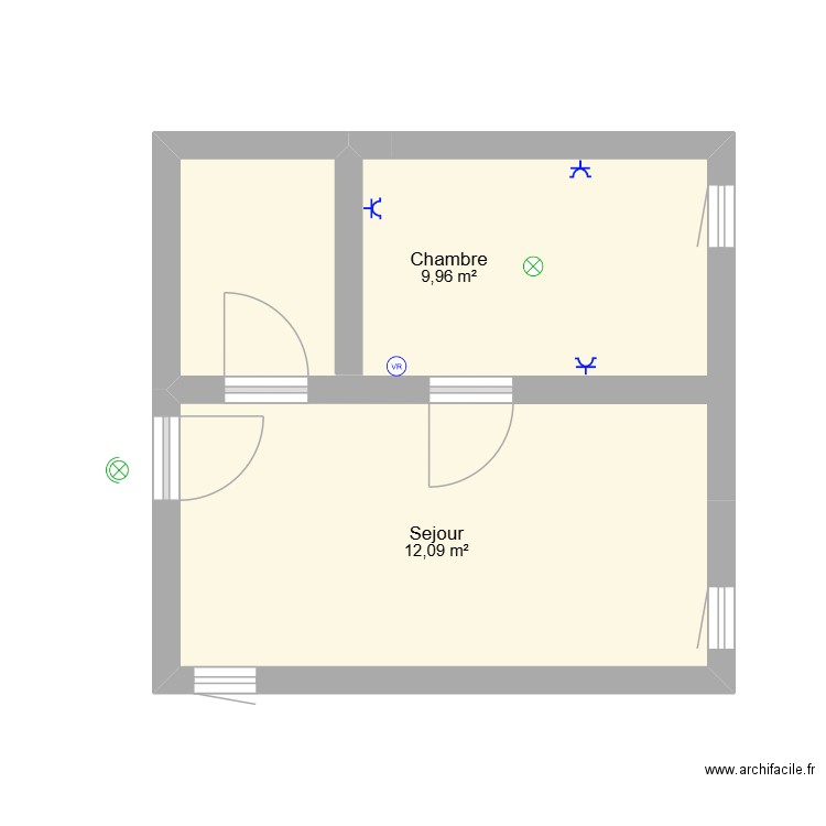 schema electrique. Plan de 2 pièces et 22 m2