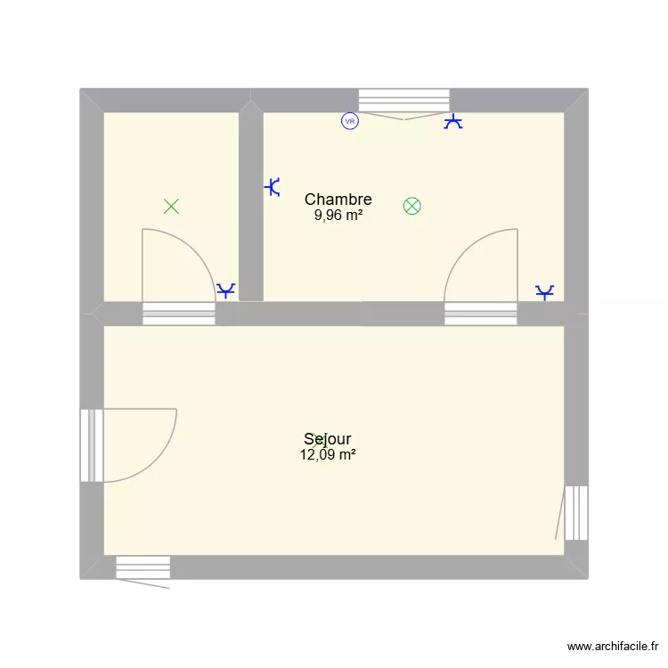 schema electrique. Plan de 2  et 22 m²