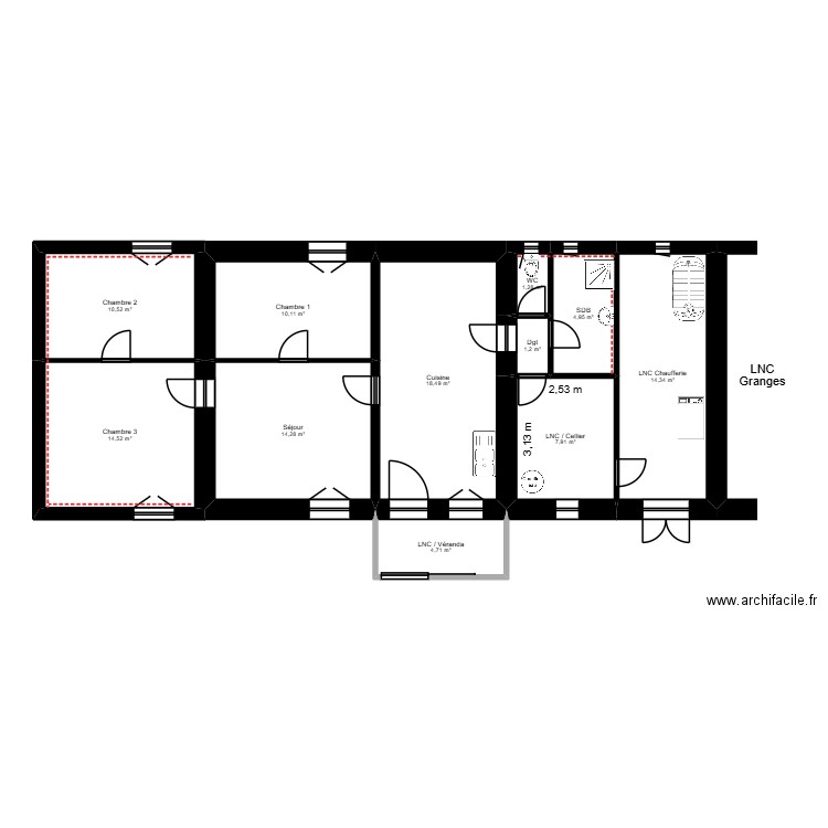 Levêque/Bonnamy à Argy Existant. Plan de 11 pièces et 102 m2