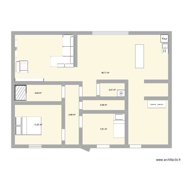maison fanny. Plan de 7 pièces et 90 m2