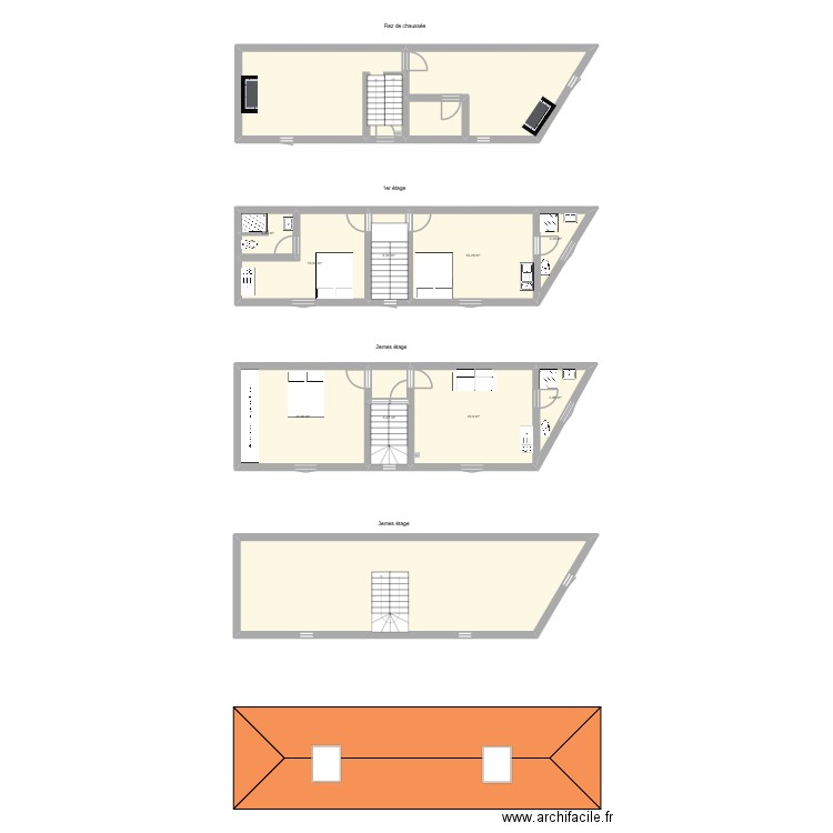 Immeuble Charles Quint - Avant rénovation. Plan de 13 pièces et 201 m2