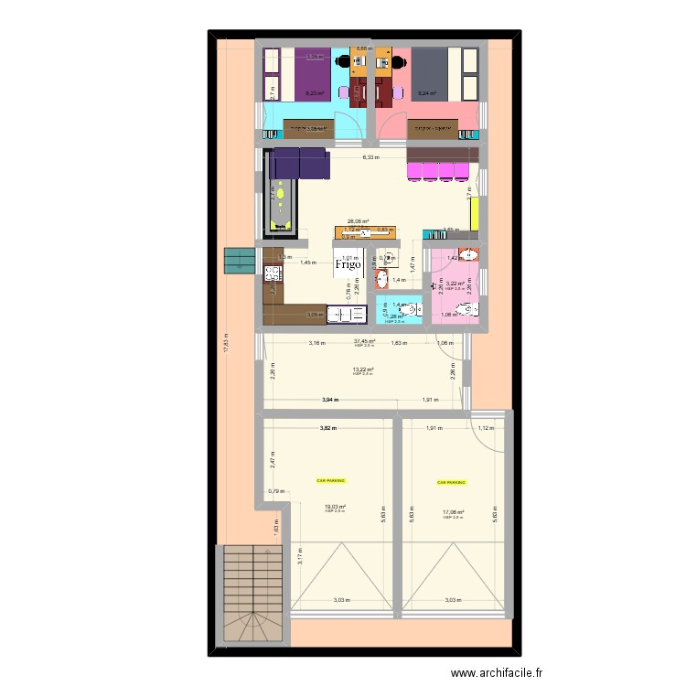 JPGF. Plan de 9 pièces et 251 m2