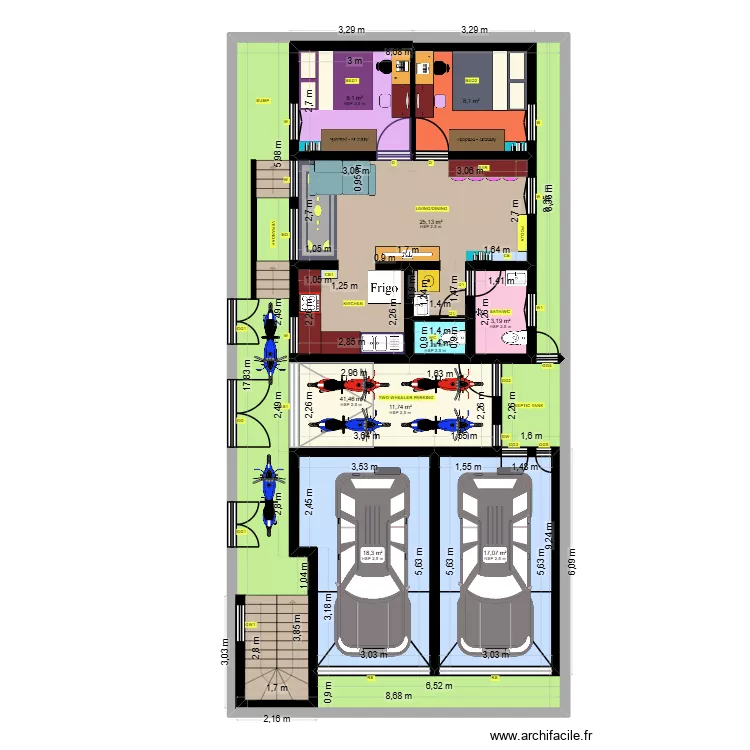 JPGF. Plan de 9  et 134 m²