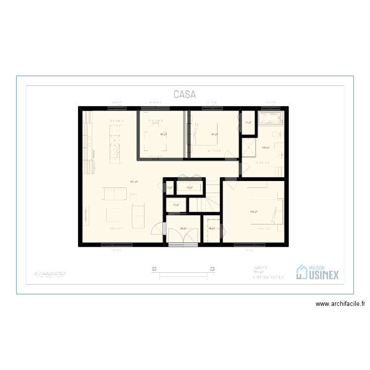 CASA 28' X 42' - PLAN VIERGE - test 3 chambres. Plan de 11 pièces et 94 m2