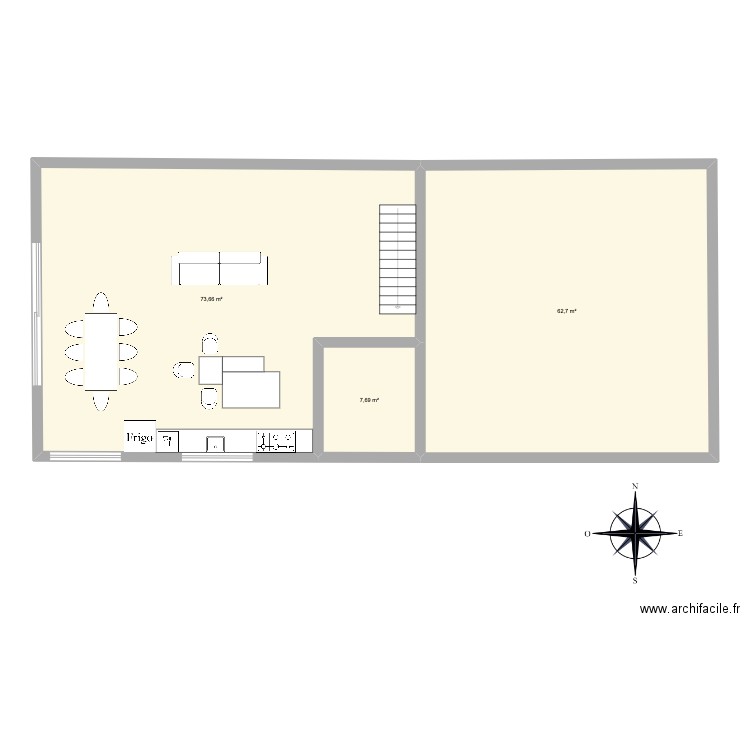 Maison en A. Plan de 3 pièces et 144 m2