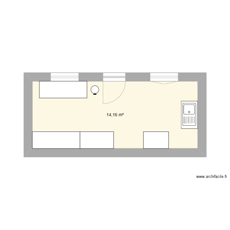 abris de jardin. Plan de 1 pièce et 14 m2