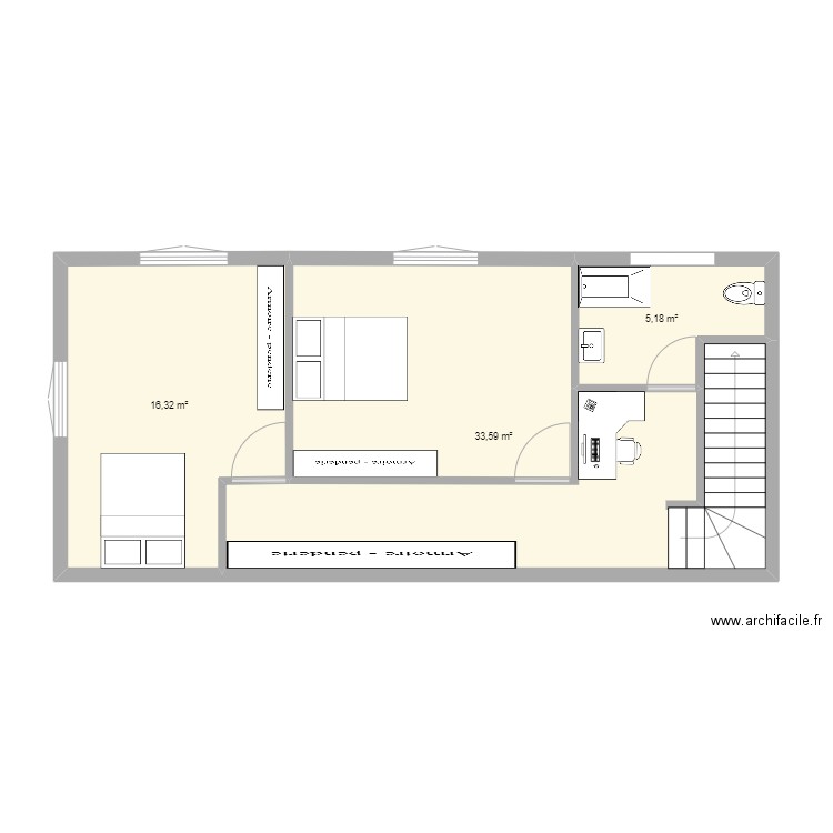grenier aménagé. Plan de 0 pièce et 0 m2