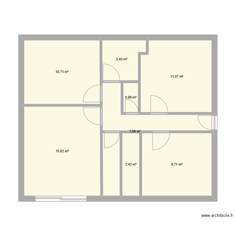 maison. Plan de 8 pièces et 61 m2