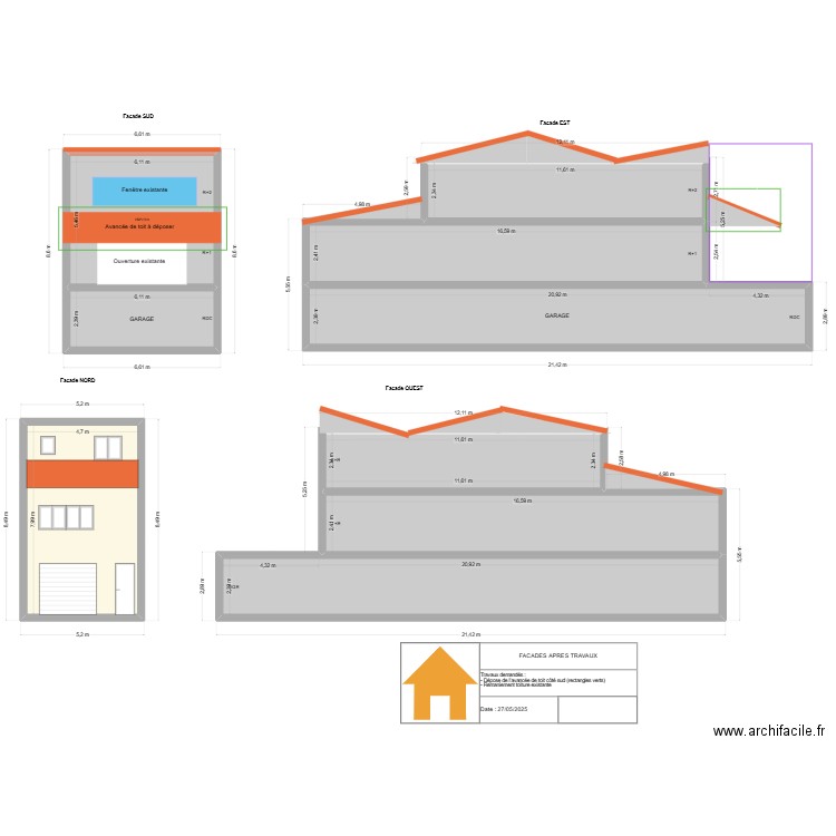 DP11- Facades après travaux (sans extension. Plan de 9 pièces et 320 m2